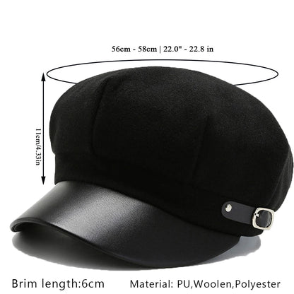 British Style PU Leather Beret – Timeless Retro Elegance