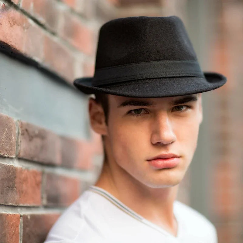 Men’s Wool Blend Fedora – Sophisticated Short-Brim Style