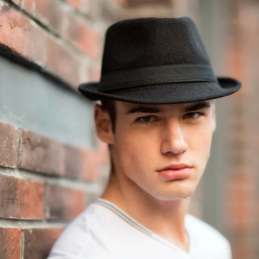 Men's Fedora Hat – Wool Blend Short Brim Cap