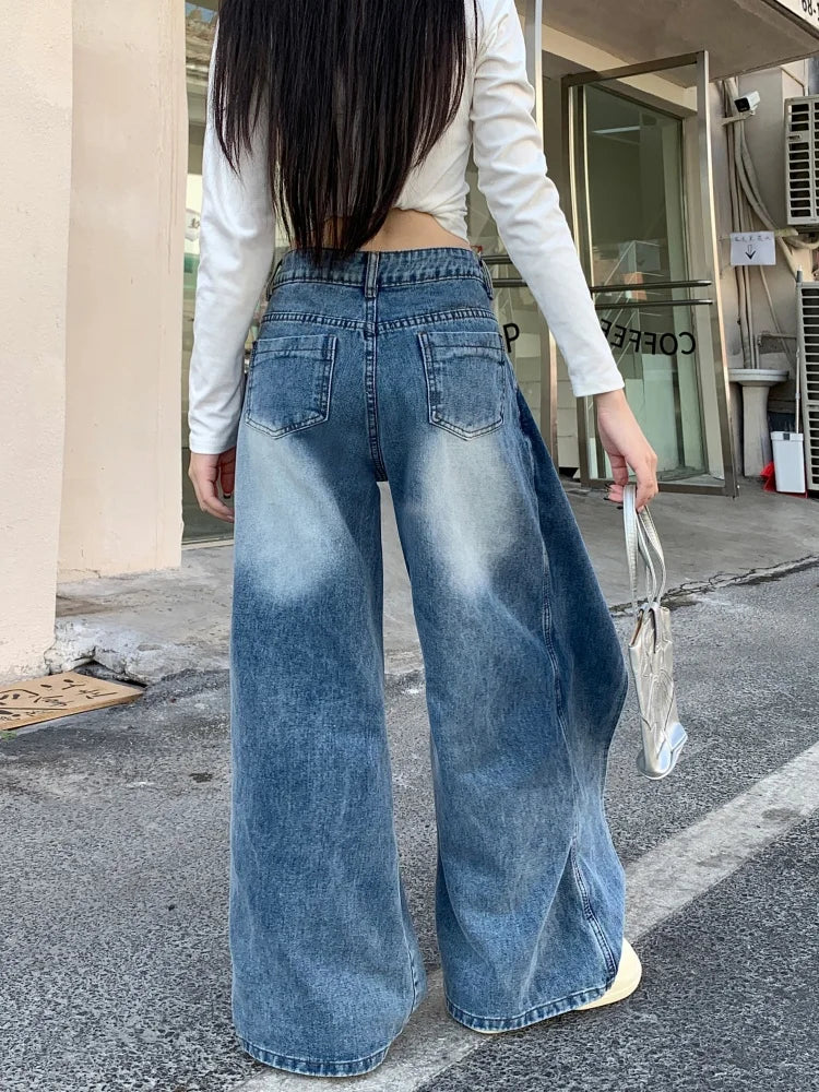 Wide Leg Jeans with Asymmetric Overlay | Iron Planet Studio