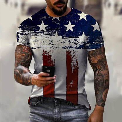 Men’s 3D USA Flag Print T-Shirt – Bold Patriotic Streetwear