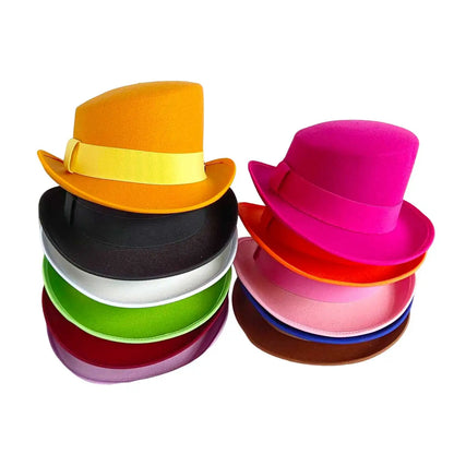 Large High-Top Fedora Hat – Gentleman's Bowler Hat British Style Magic Hat for Men Women 20 Colors