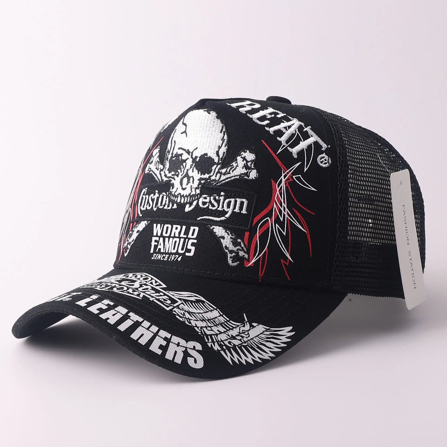Skull & Wings Embroidered Trucker Cap | Hip Hop Baseball Hat