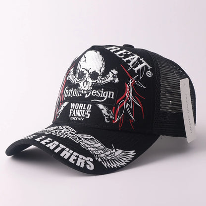 Skull & Wings Embroidered Trucker Cap | Hip Hop Baseball Hat