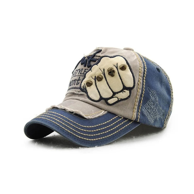 Fist Rivet Embroidered Baseball Cap – Bold Streetwear Attitude