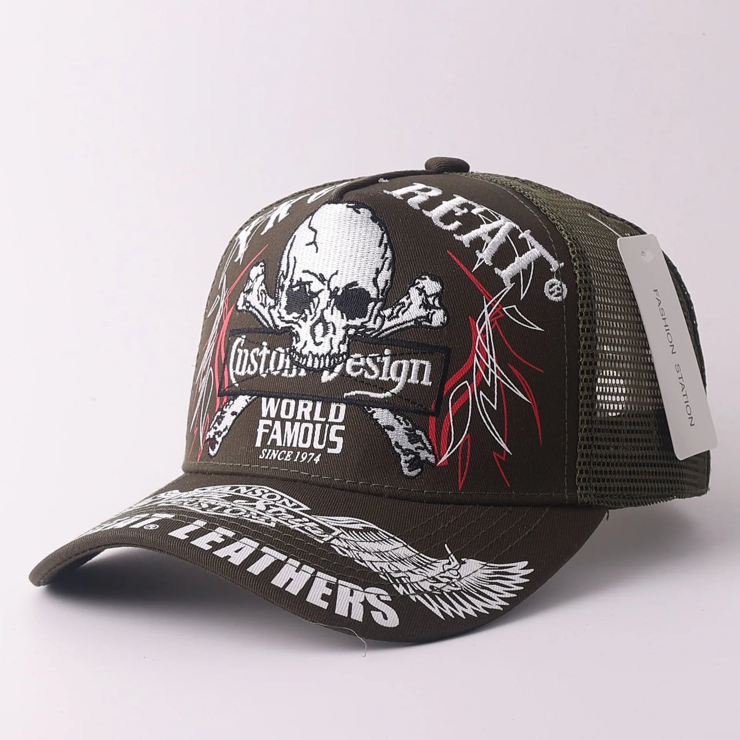 Skull & Wings Embroidered Trucker Cap | Hip Hop Baseball Hat
