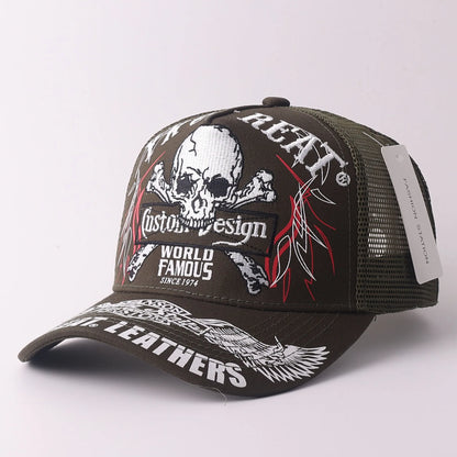 Skull & Wings Embroidered Trucker Cap | Hip Hop Baseball Hat