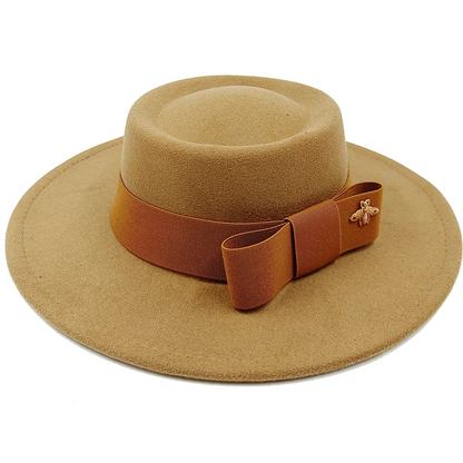 Bow Tie Fedora Hat – Wide Brim | 17 Colors | Women & Men