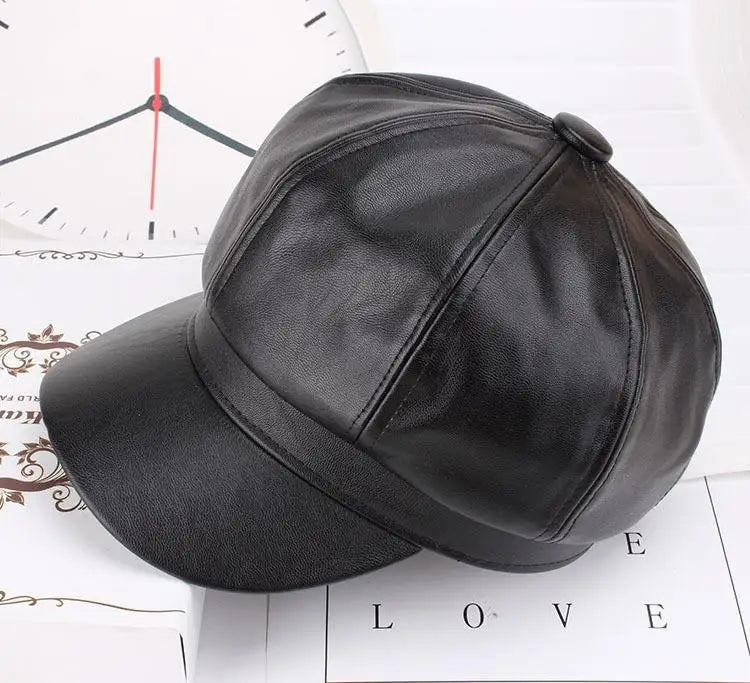 British Style PU Leather Beret – Timeless Retro Elegance