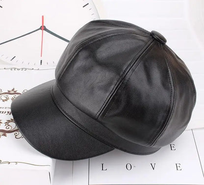 British Style PU Leather Beret – Timeless Retro Elegance