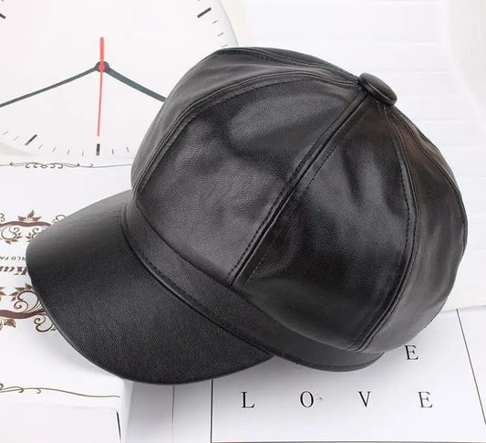 British Style PU Leather Beret – Timeless Retro Elegance