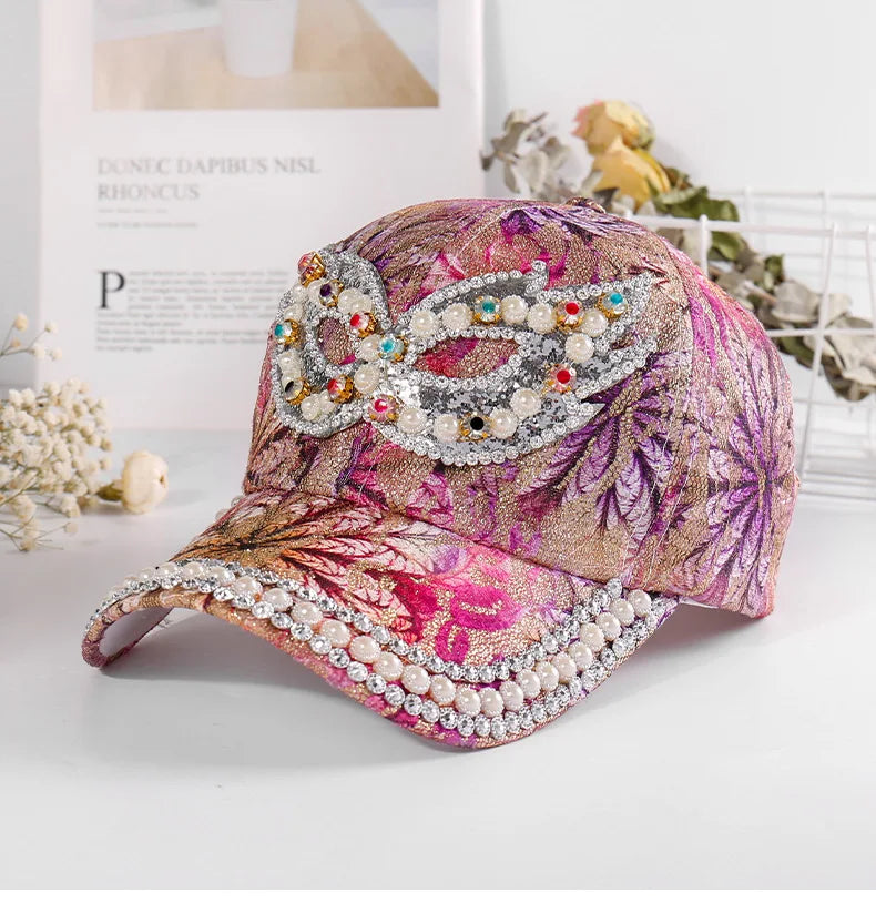 Rhinestone Shiny Baseball Cap – Glamour Meets Street Style