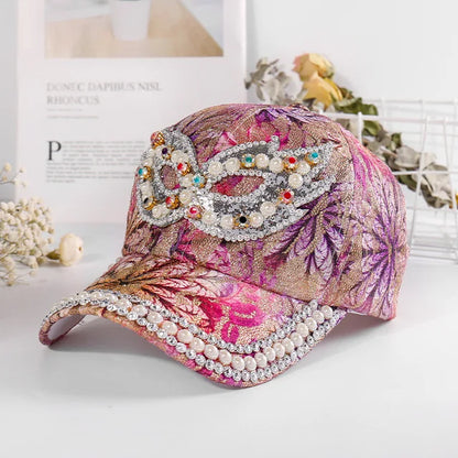 Rhinestone Shiny Baseball Cap – Glamour Meets Street Style