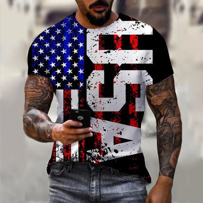 Men’s 3D USA Flag Print T-Shirt – Bold Patriotic Streetwear