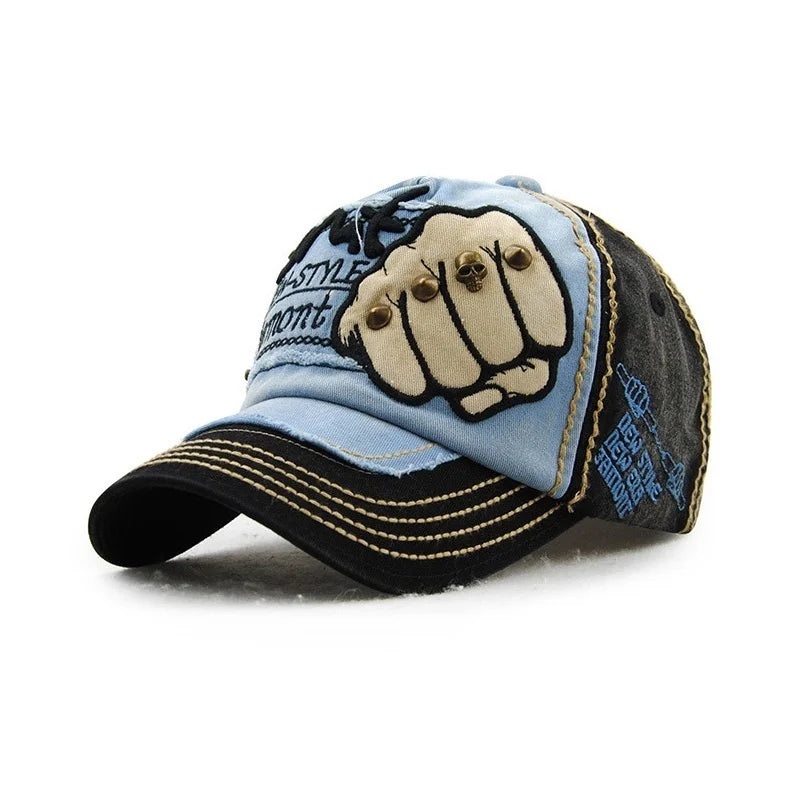 Fist Rivet Embroidered Baseball Cap – Bold Streetwear Attitude