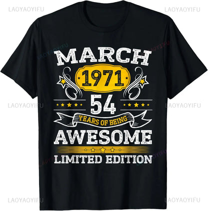 54th Birthday Tee 54 Years Old Vintage Legends Born in 1971 T-Shirt Print Original Design Gifts T Shirts Streetwear Camisas
