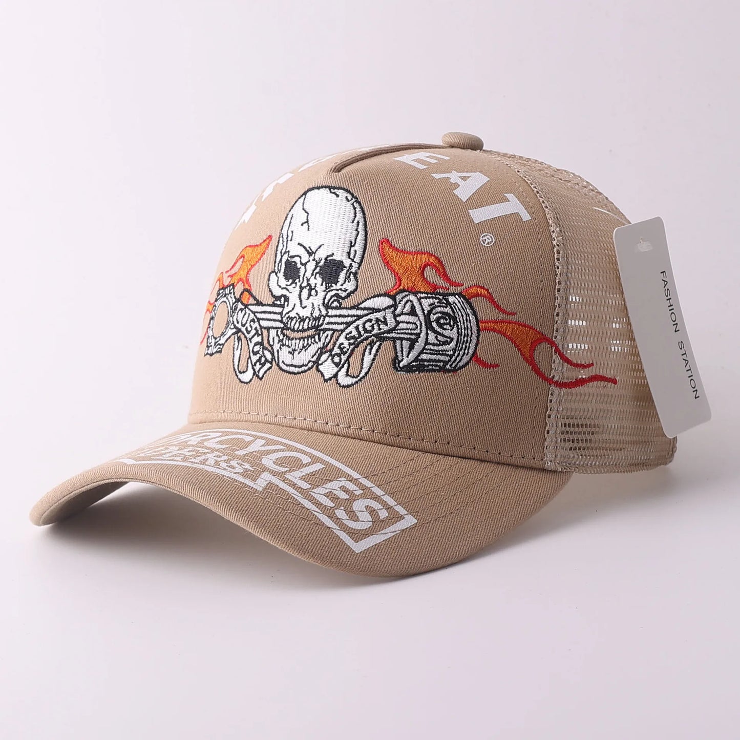Skull & Wings Embroidered Trucker Cap | Hip Hop Baseball Hat