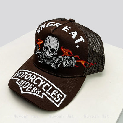 Skeleton Wings Letters Embroidery Baseball Hats Breathable Personal New Men Women Mesh Sunshade Hip Hop Trucker Caps Versatile