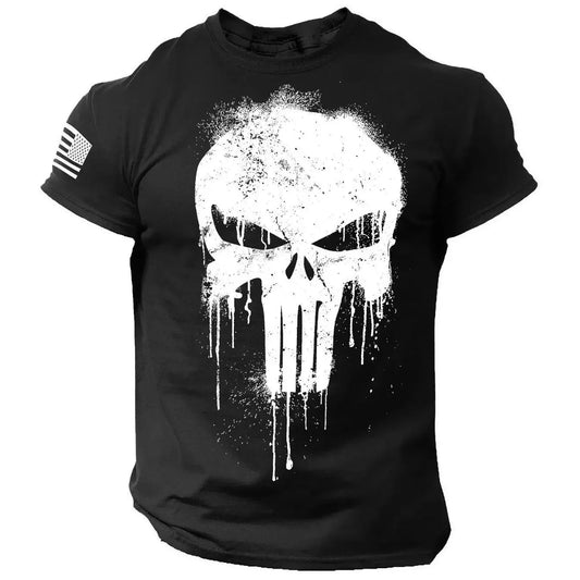 Men's Skull Print T-Shirt – Harajuku Street Style | Short Sleeve | Plus Size XXS-6XL | Iron Planet Studio