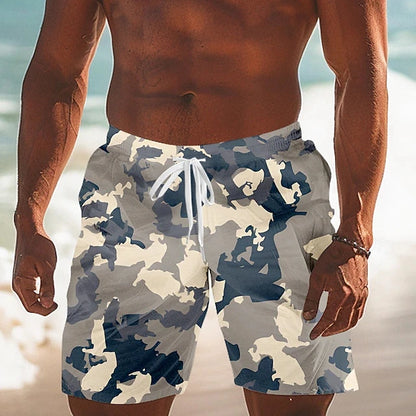 2026 Summer Camo Beach Shorts Quick Dry Breathable Drawstring Elastic Waist Swim Trunks Multiple Camouflage Pattern Male Shorts