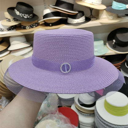 Bucket Hat Summer Hats for Women Fishing Hat Woolen Rhinestone Solid Color Basin Hat Leisure Outdoor Beach Sun Hat