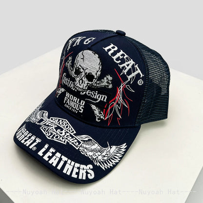 Skeleton Wings Letters Embroidery Baseball Hats Breathable Personal New Men Women Mesh Sunshade Hip Hop Trucker Caps Versatile