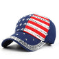 USA Flag Diamond Rivet Snapback – Bold Patriotic Streetwear