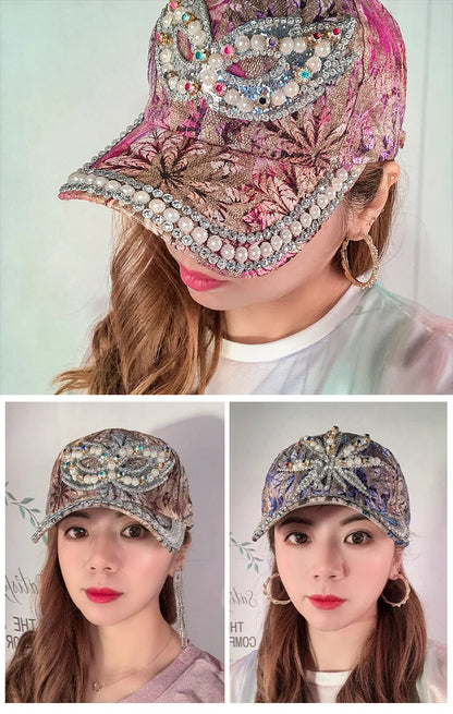 Rhinestone Shiny Baseball Cap – Glamour Meets Street Style