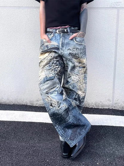 Baggy Y2K Jeans – Retro Streetwear for Men