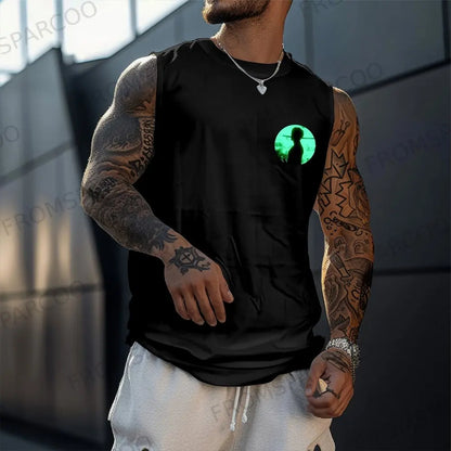 One Piece Anime Luffy Peripheral Printed Pure Cotton Tank Top2025 Fitness Men Loose Sporty Summer Fashion Top