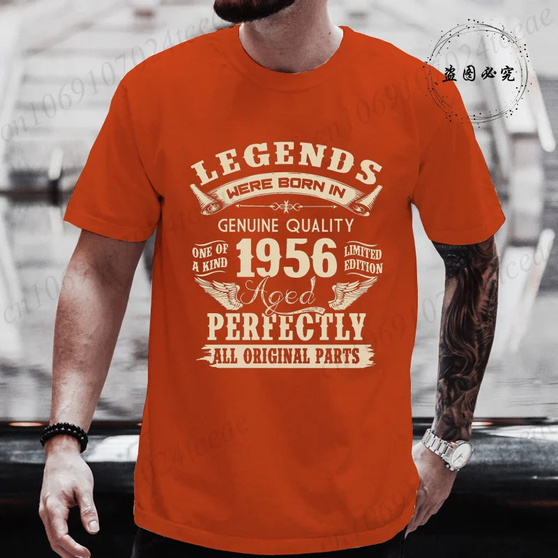 Vintage 1956 69th Birthday Men's Tees Birthday Made in 1956 Shirt of Dad Legends Were Born in 1956 Perfectly Shirt Gift for Dad