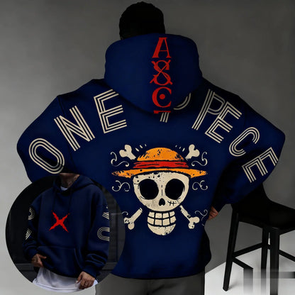 One Piece Anime Hoodie Oversized Pullover Sweatshirt Men Women Black Red Navy