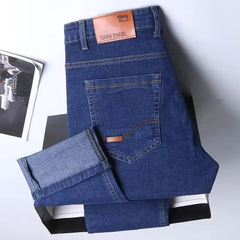 Spring Autumn New Mens Black Blue Pants Pure Color Stretch Jeans Street Casual Slim Fit Trousers Male Wash Skinny Jeans for Men