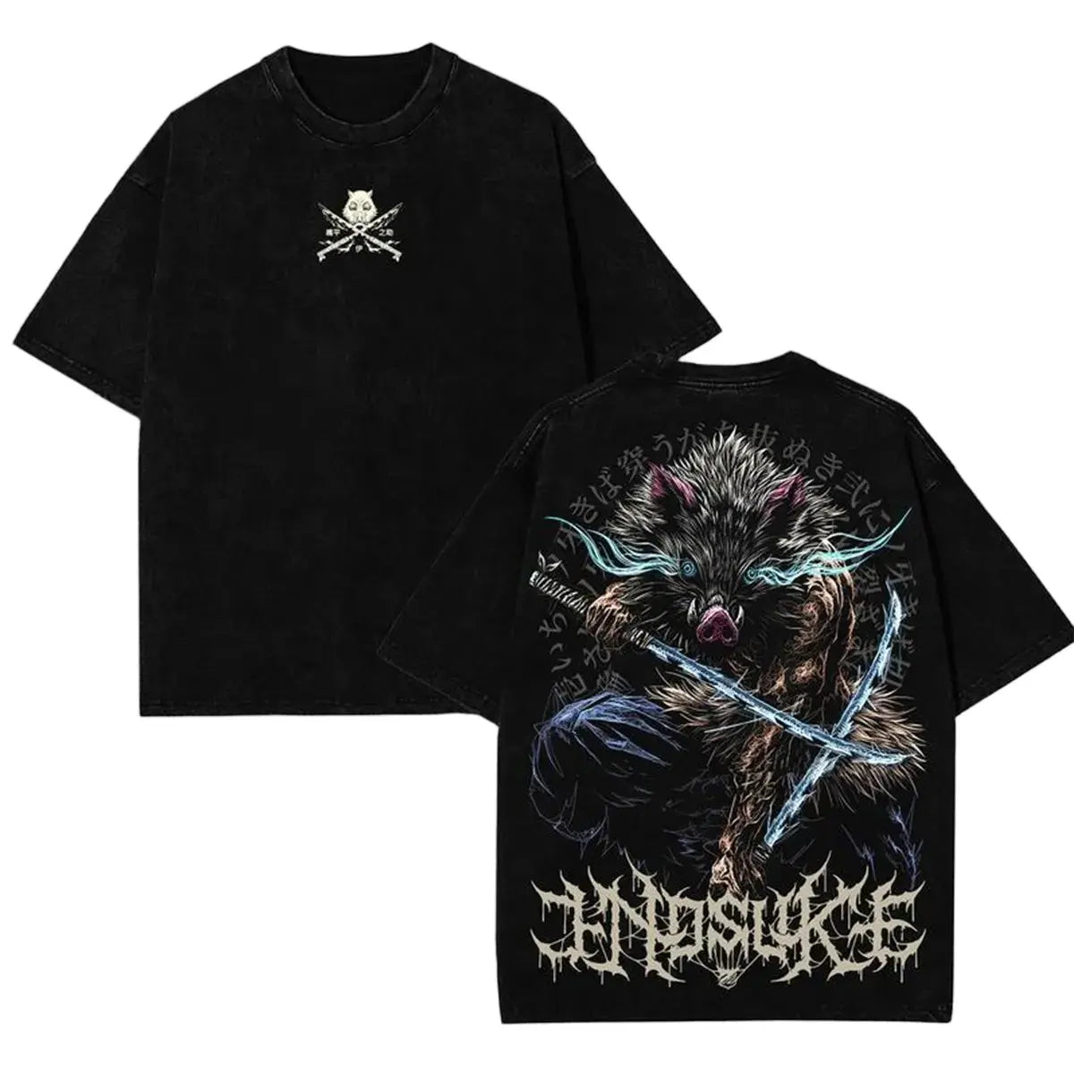 Unisex Anime Demon Slayer Graphic Oversized Vintage Washed Casual Y2k Tee