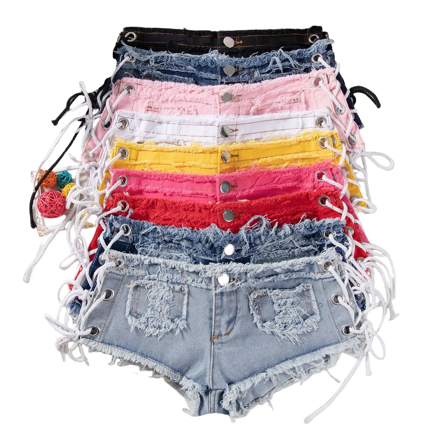 New American retro sexy low waist ultra short women's jeans, denim shorts, bar performance clothing, hot pants