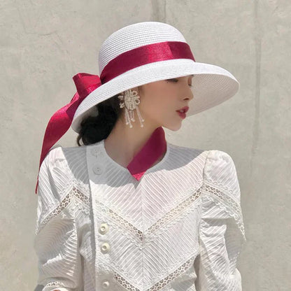 Women's Wide Brim Straw Sun Hat – Foldable Hepburn Style | Beach & Travel