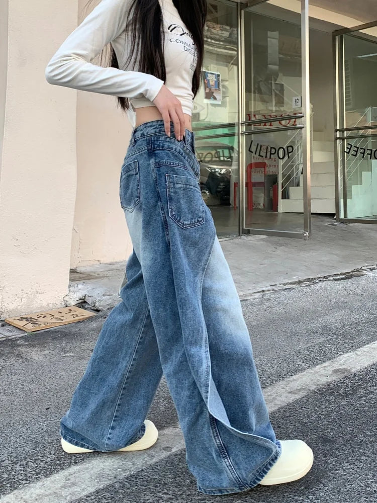 Wide Leg Jeans with Asymmetric Overlay | Iron Planet Studio