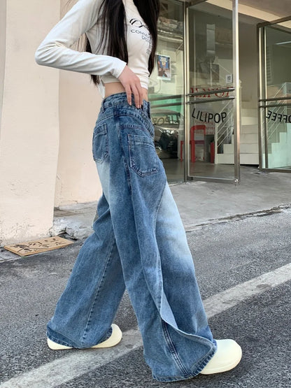 Wide Leg Jeans with Asymmetric Overlay | Iron Planet Studio