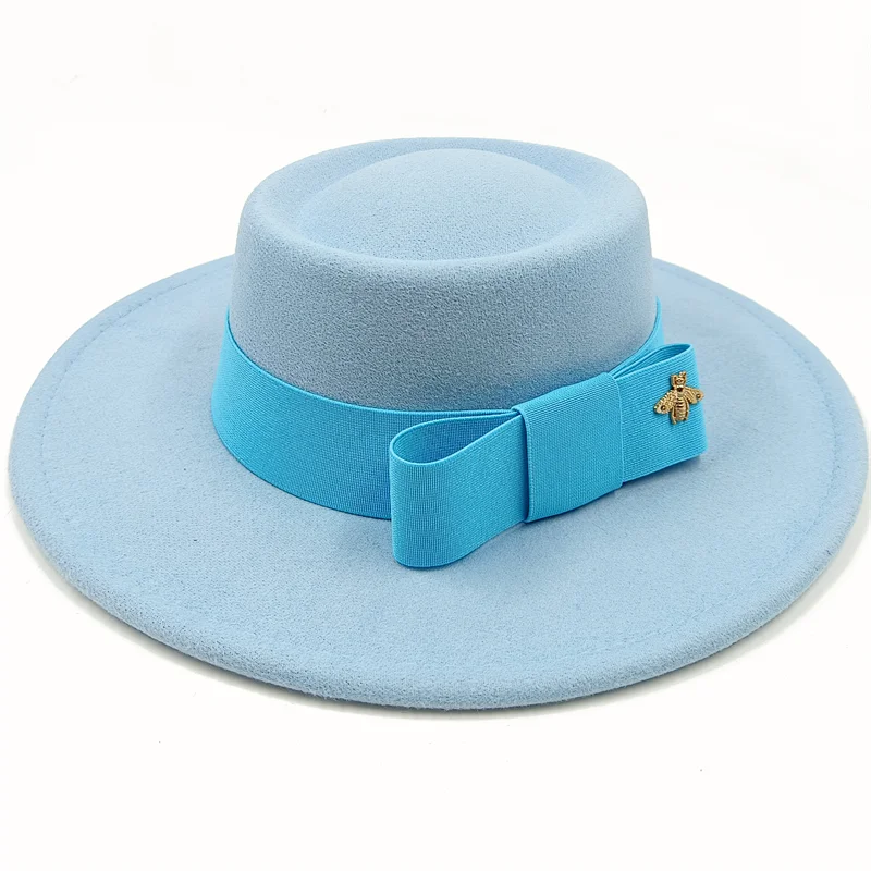 Bow Tie Fedora Hat – Wide Brim | 17 Colors | Women & Men
