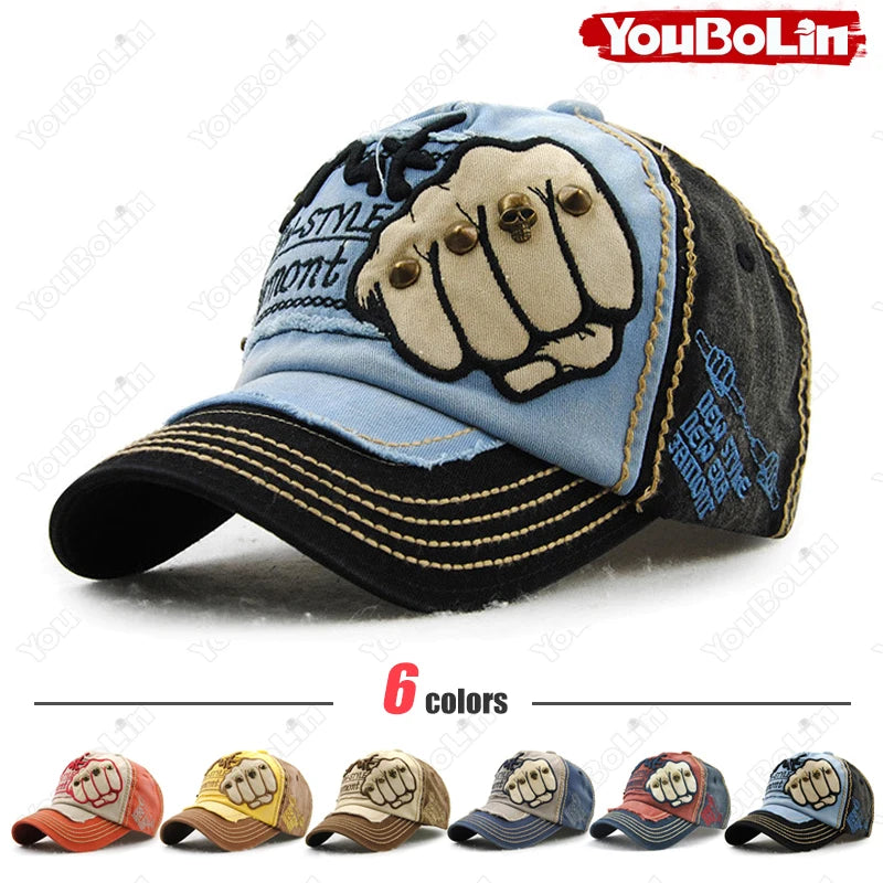 Fist Rivet Embroidered Baseball Cap – Bold Streetwear Attitude
