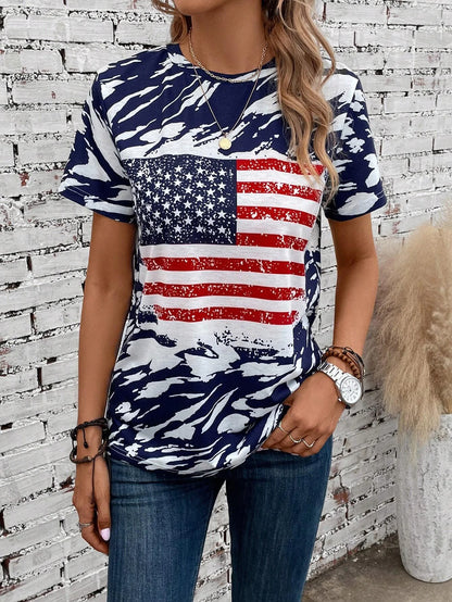Women’s American Flag 3D Print T-Shirt – Effortless Y2K Streetwear