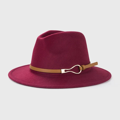 Belt Wool Fedoras Hat For Women Men Winter Autumn Warm Vintage British Style Round Bowler Caps Church Flat Brim Felt Jazz Hats