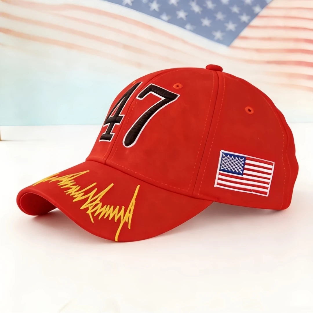 Red & White "47" Embroidered Baseball Cap – A Distinctive Statement