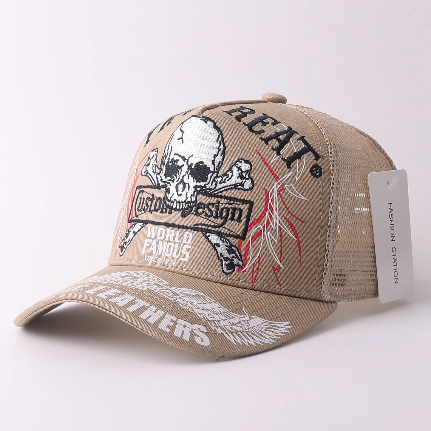 Skull & Wings Embroidered Trucker Cap | Hip Hop Baseball Hat