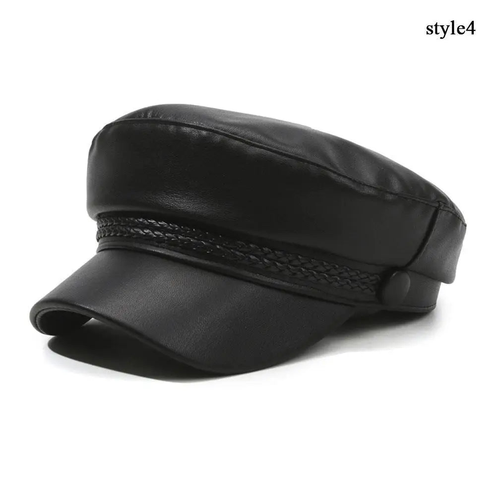 British Style PU Leather Beret – Timeless Retro Elegance