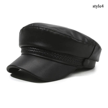 British Style PU Leather Beret – Timeless Retro Elegance