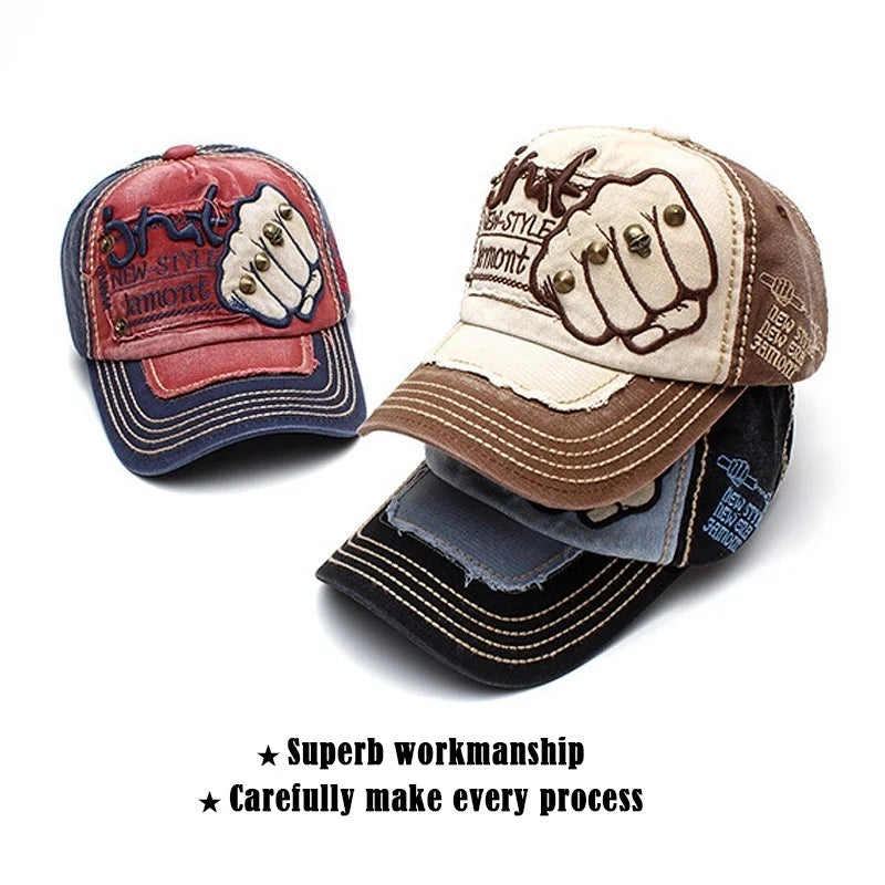 Fist Rivet Embroidered Baseball Cap – Bold Streetwear Attitude