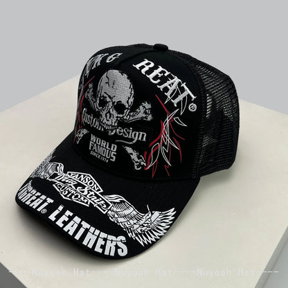 Skeleton Wings Letters Embroidery Baseball Hats Breathable Personal New Men Women Mesh Sunshade Hip Hop Trucker Caps Versatile