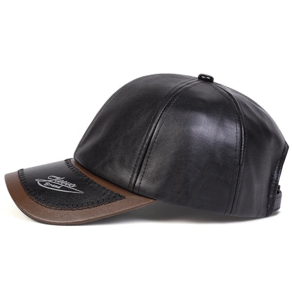 Leather Brim Baseball Cap – Premium Texture Meets Urban Style