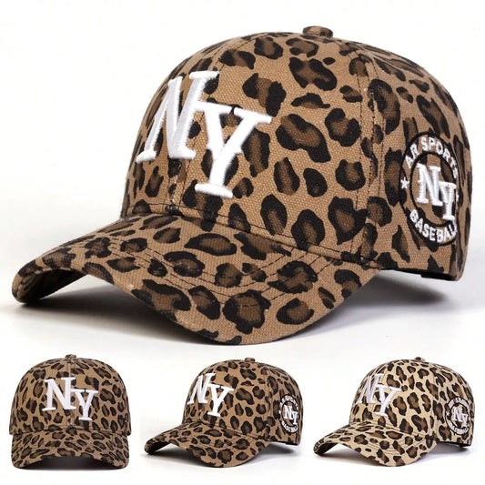 Women’s Leopard Print NY Baseball Cap – Trendy Urban Style